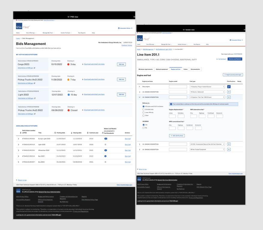 GSA dashboard design