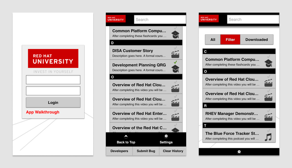 Red Hat University mobile learning platform